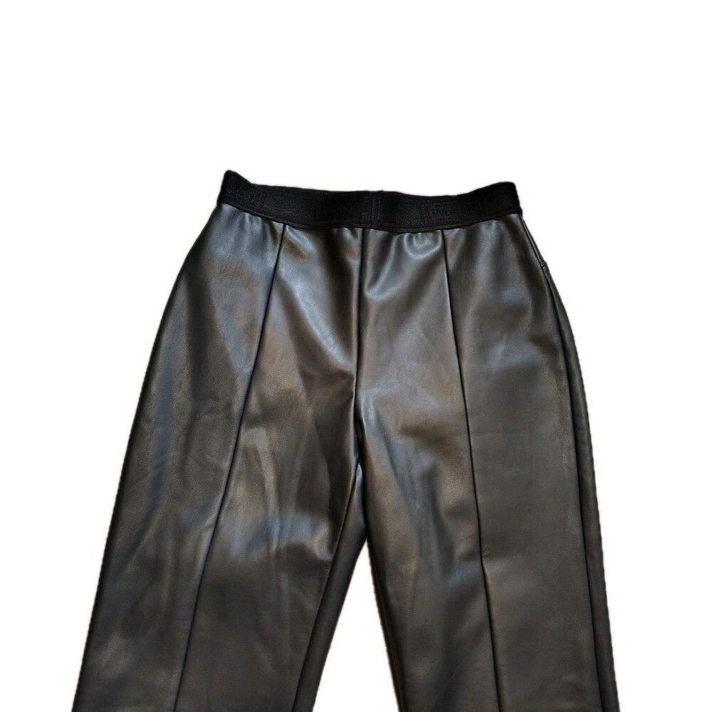 Wolford Womens Black Vegan Leather Crop Flare Pants Size 4 High Rise Minimalist - Picture 4 of 14